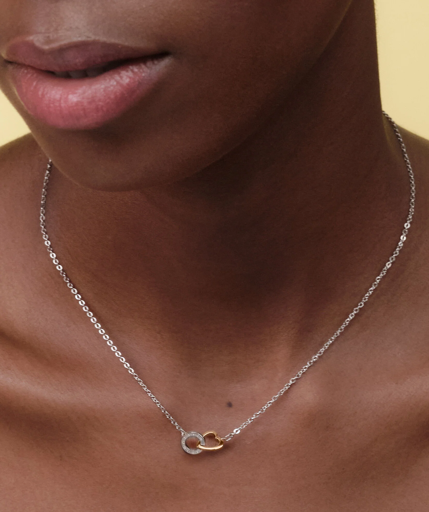 Olivia Burton Kindred Interlink Heart Silver and Rose Gold Necklace - Image 3