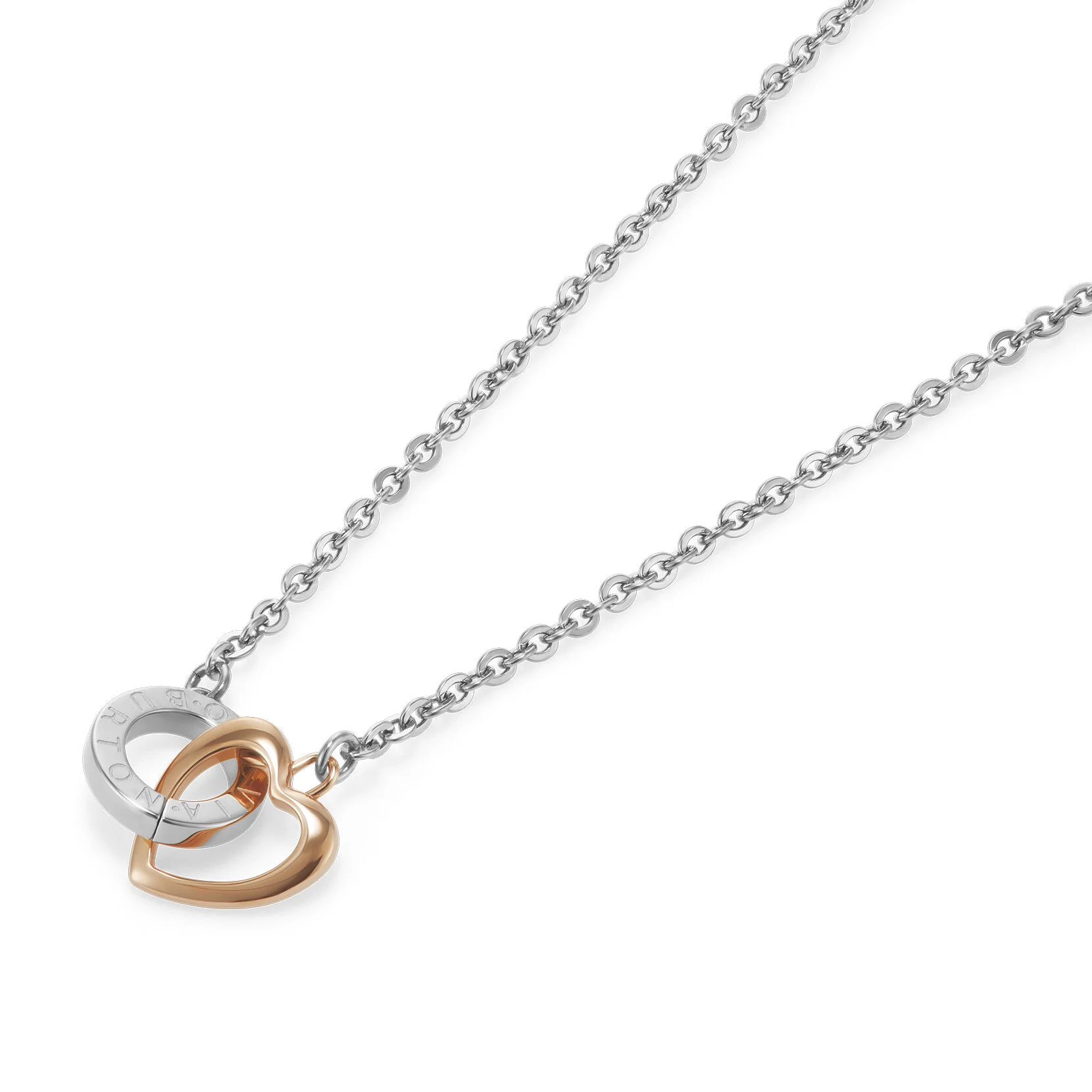 Olivia Burton Kindred Interlink Heart Silver and Rose Gold Necklace - Image 4