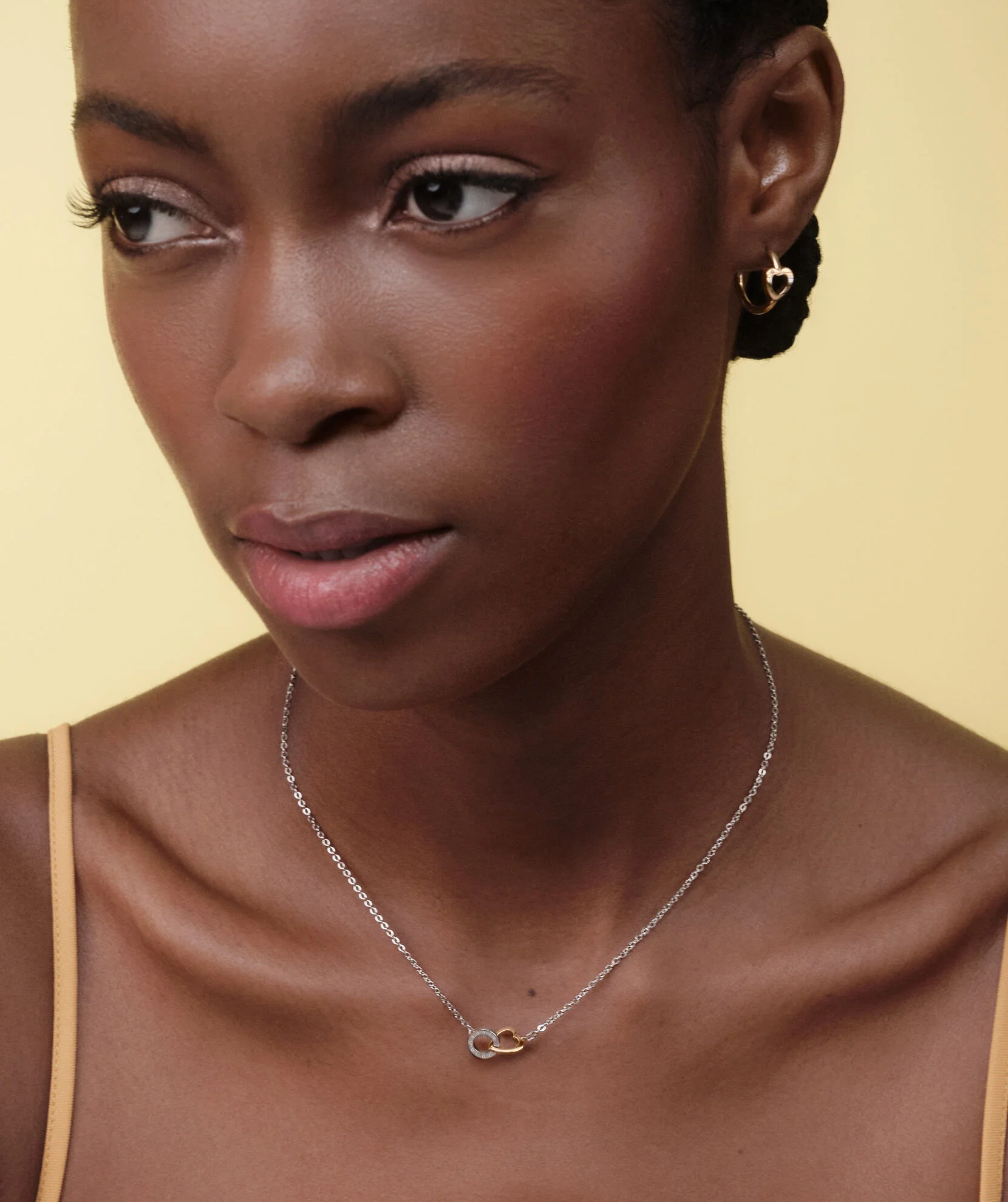 Olivia Burton Kindred Interlink Heart Silver and Rose Gold Necklace - Image 5