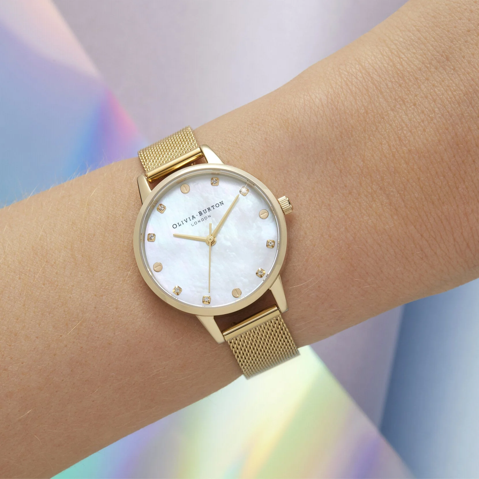 Olivia Burton Mother of Pearl Dial Boucle Strap Gold Watch - Image 3