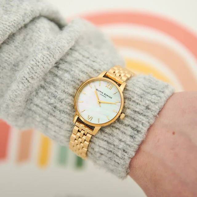 Olivia Burton Mother of Pearl Dial Gold Bracelet Watch - Image 4