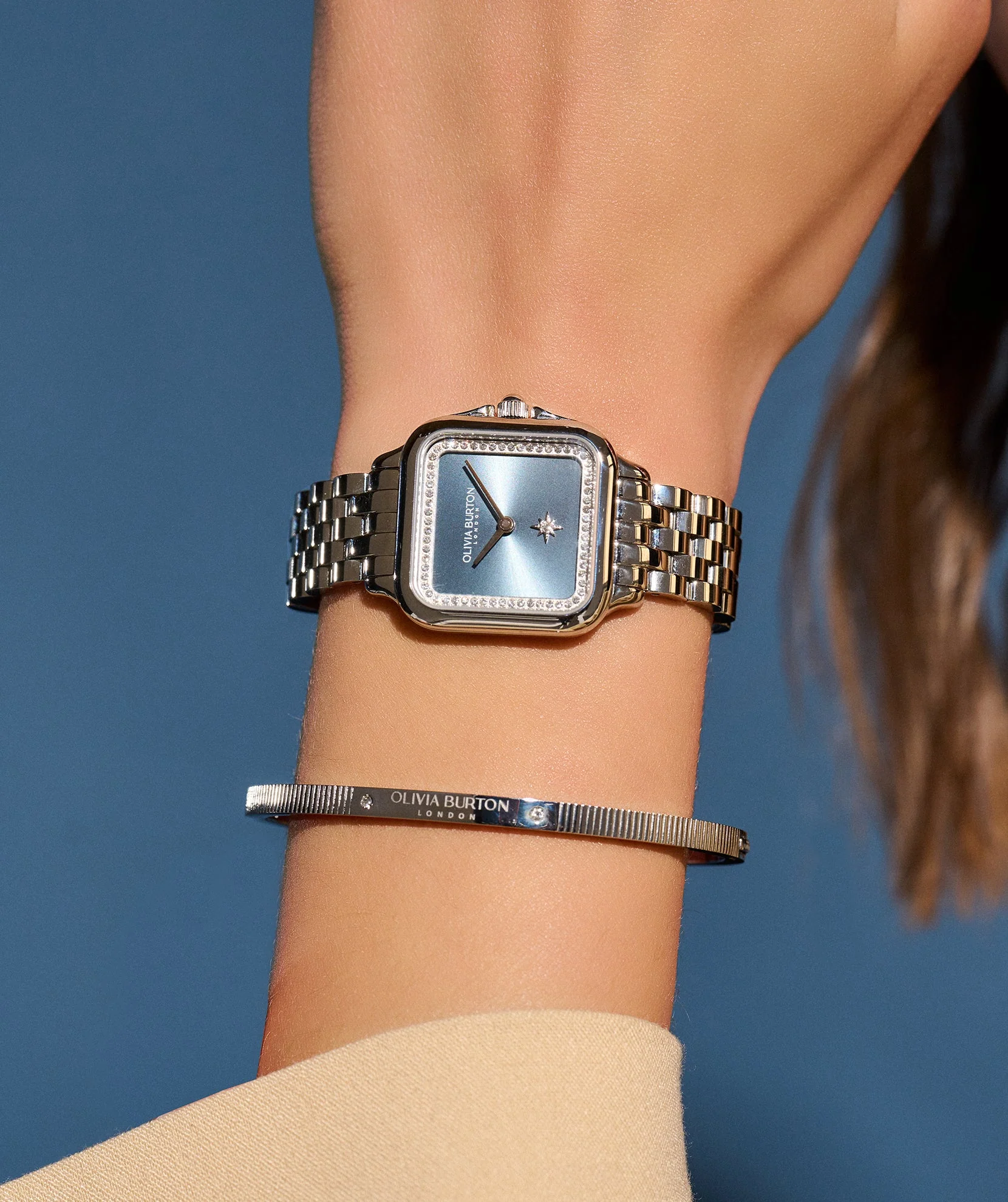 Olivia Burton Silver Grosvenor Square Dial Watch - Image 2
