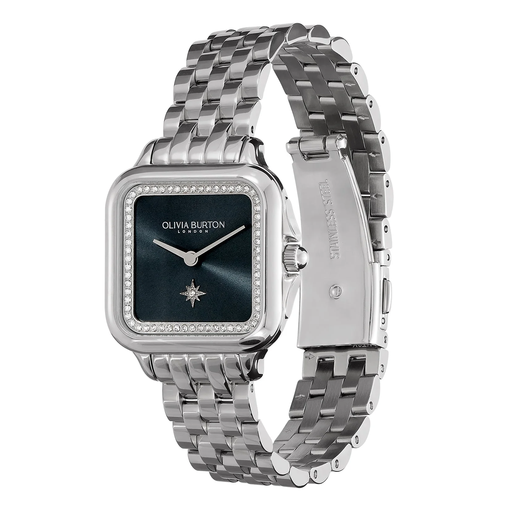 Olivia Burton Silver Grosvenor Square Dial Watch - Image 3
