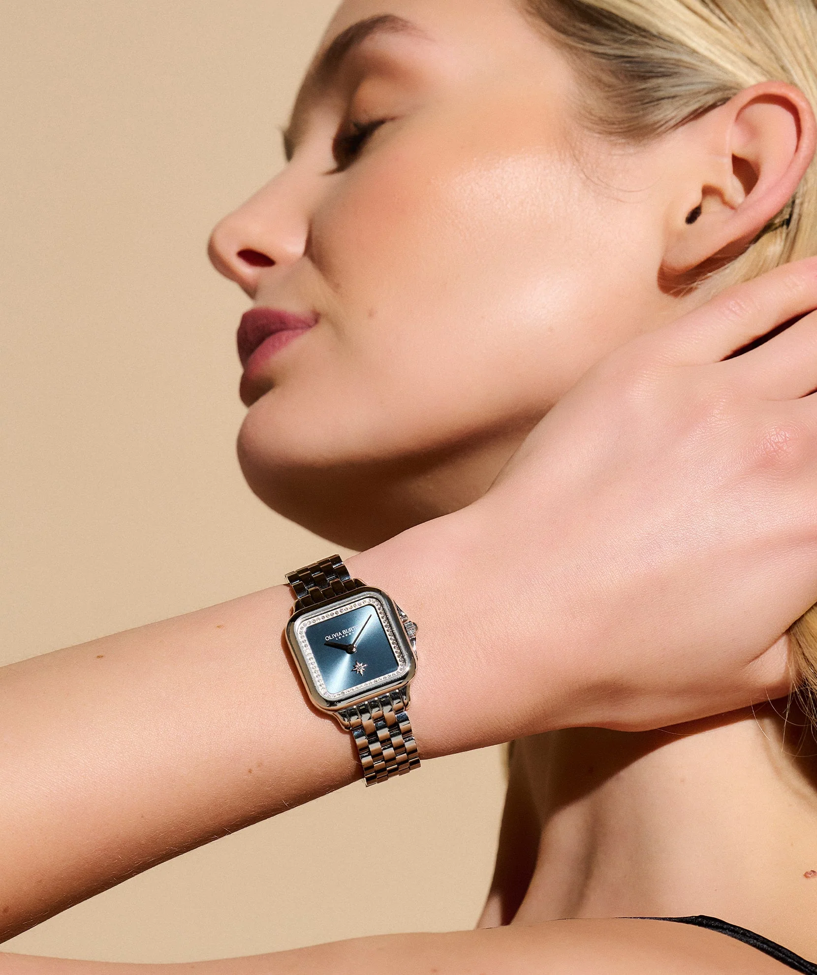 Olivia Burton Silver Grosvenor Square Dial Watch - Image 4