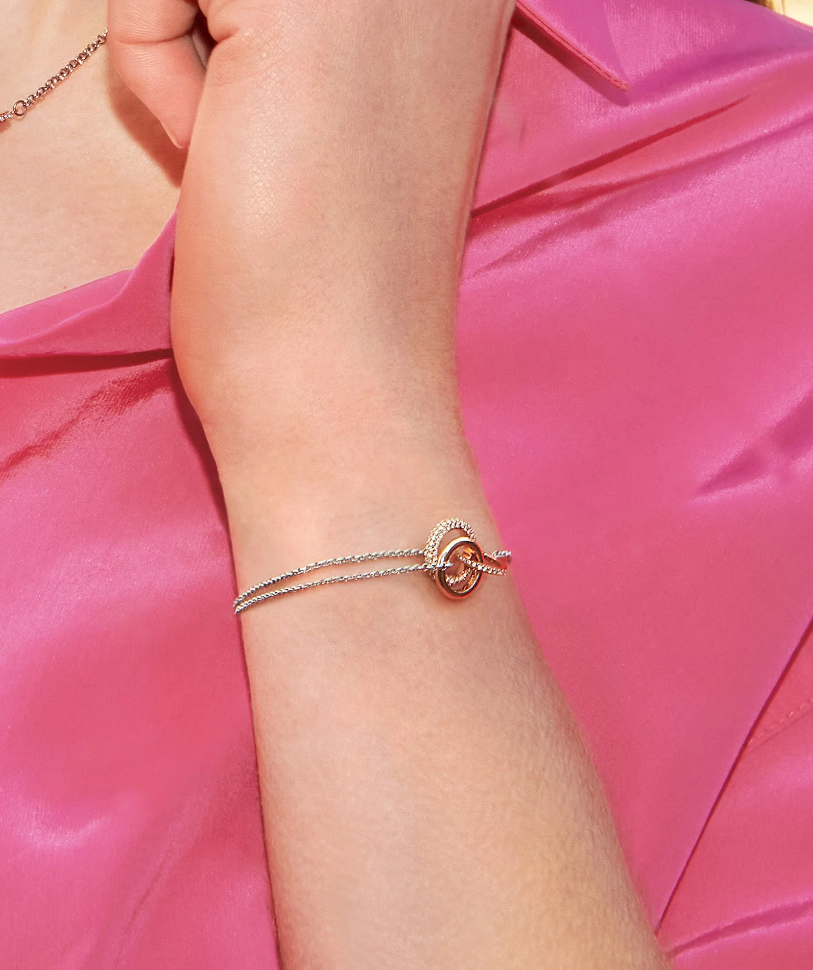 Olivia Burton Silver and Rose Gold Entwine Bracelet - Image 2