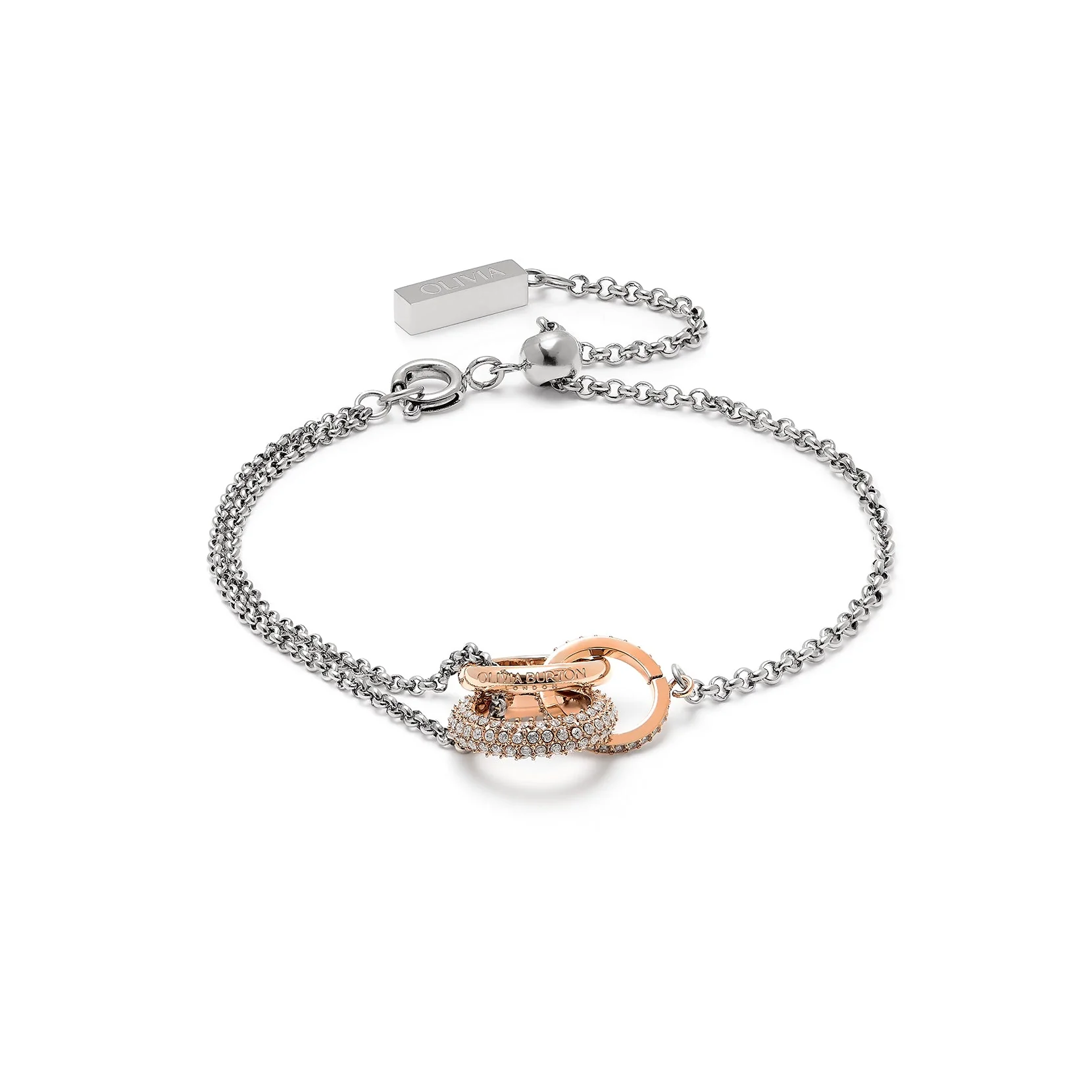 Olivia Burton Silver and Rose Gold Entwine Bracelet - Image 3