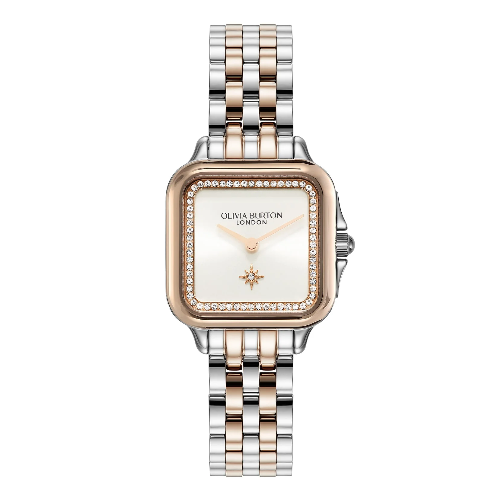 Olivia Burton Silver & Carnation Grosvenor White Dial Watch