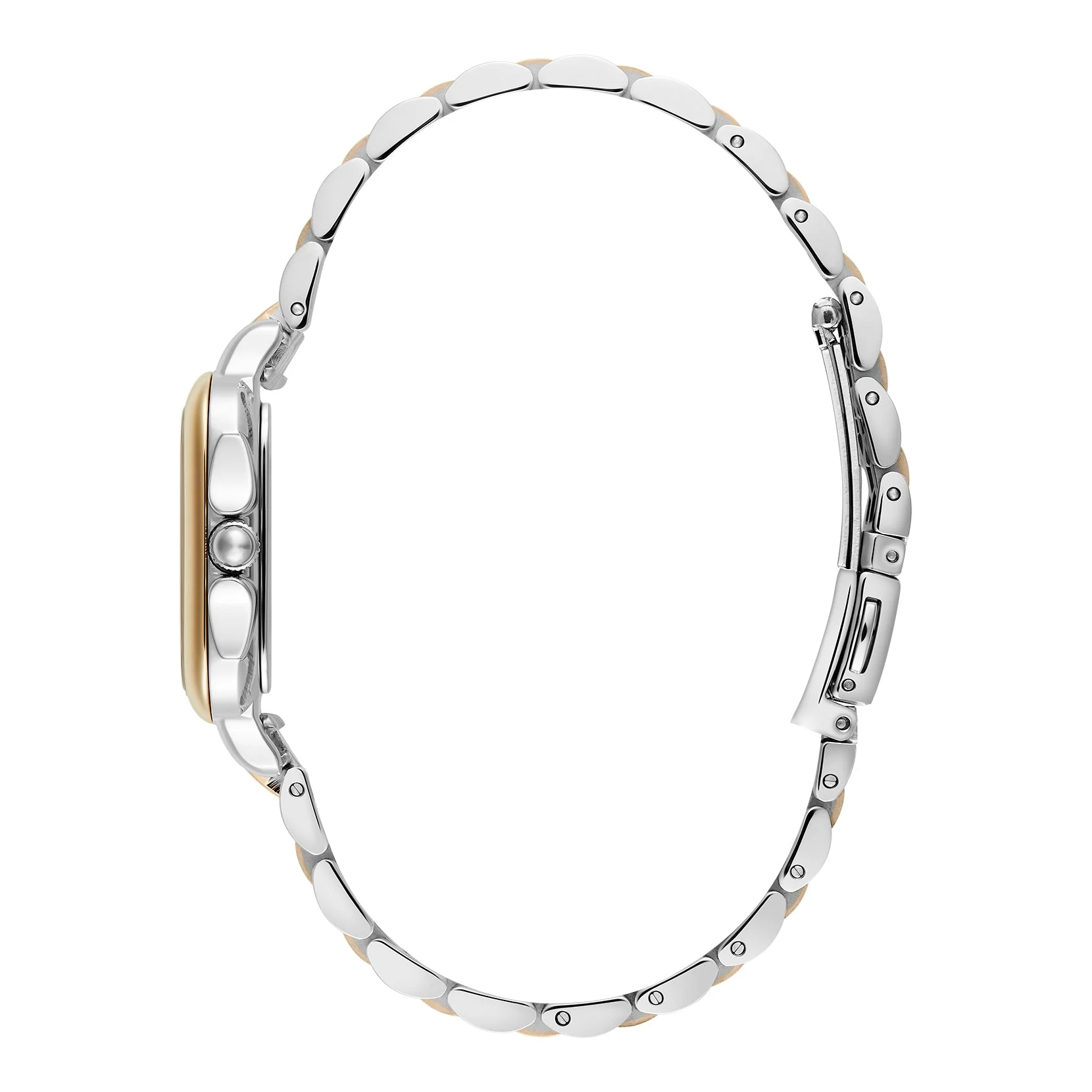 Olivia Burton Silver & Gold Grosvenor Black Dial Watch - Image 5