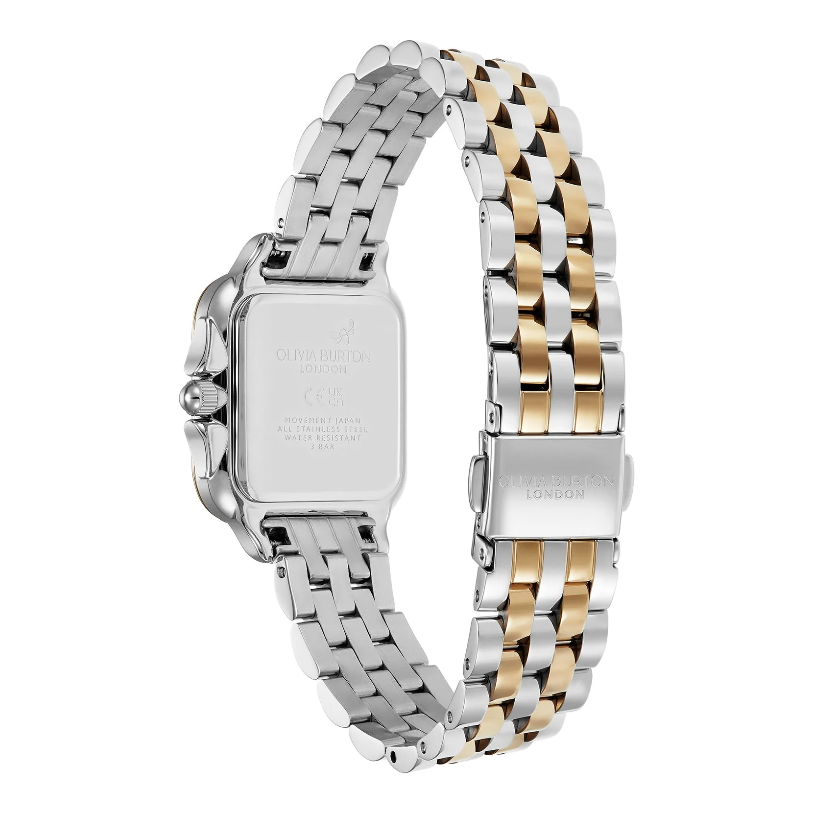 Olivia Burton Silver & Gold Grosvenor Black Dial Watch - Image 6