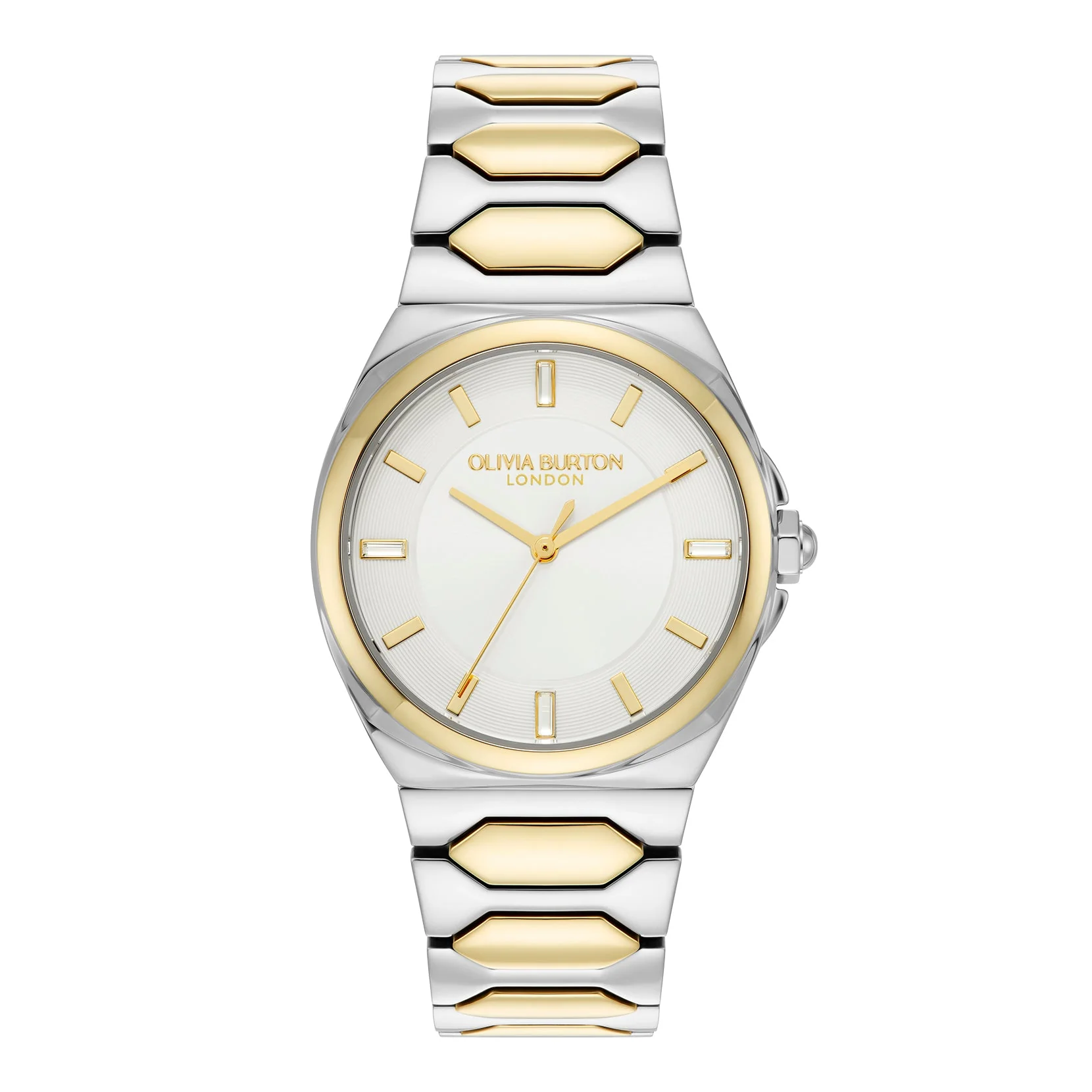 Olivia Burton Silver & Gold Lustre Gold Dial Watch