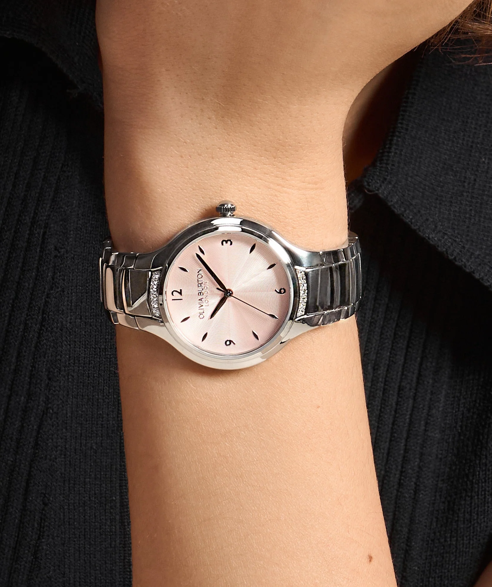 Olivia Burton Silver Lea Pink Dial Watch - Image 2