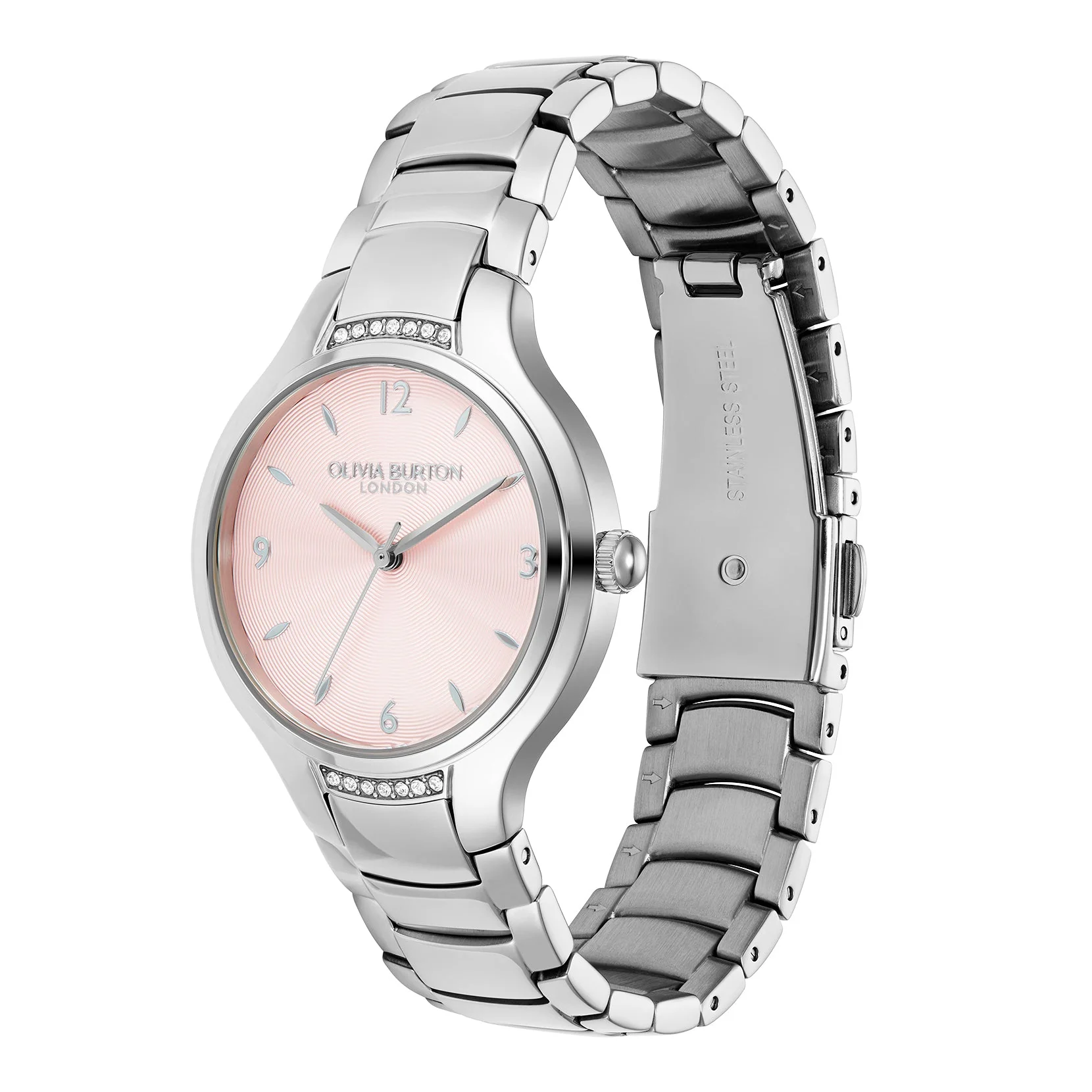 Olivia Burton Silver Lea Pink Dial Watch - Image 3