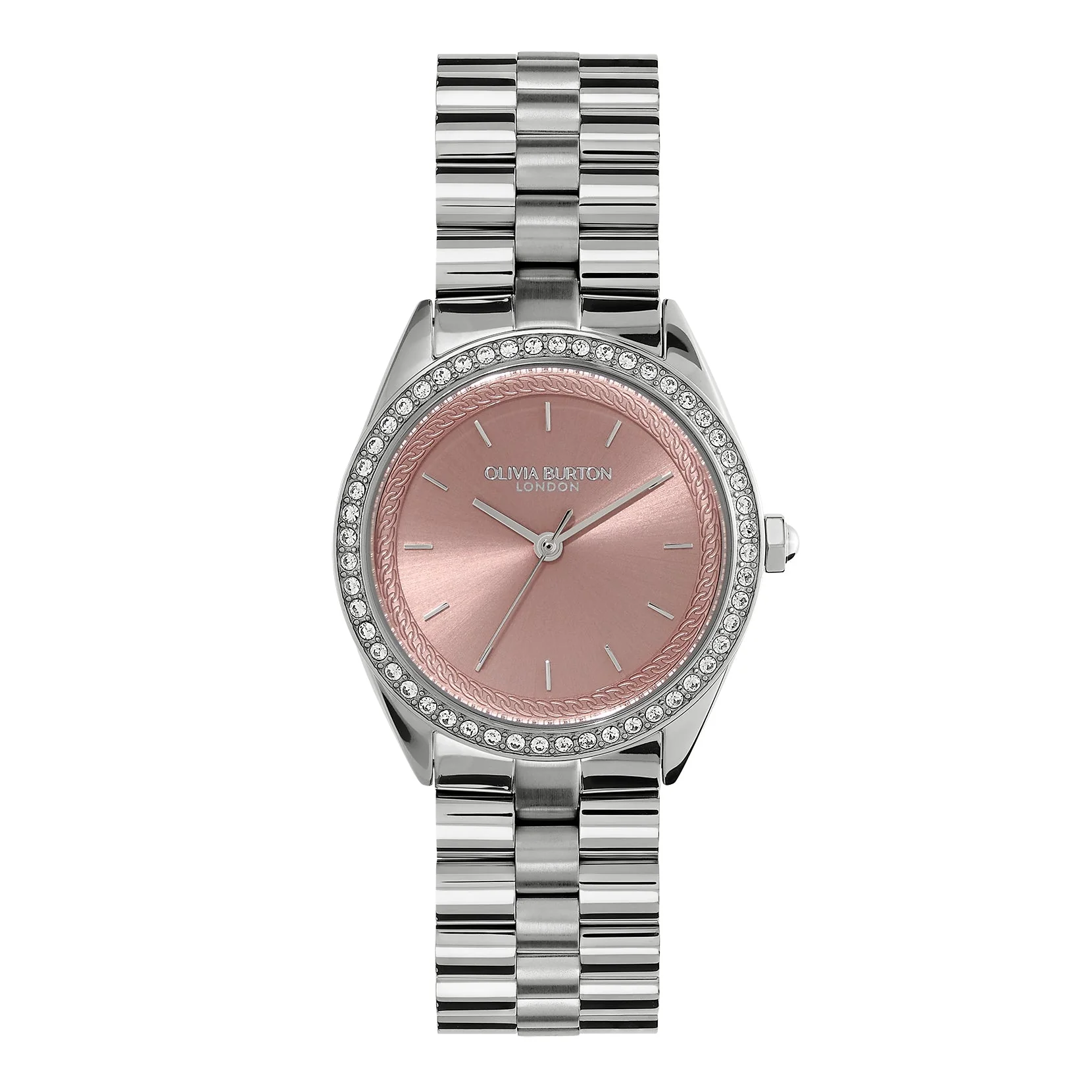 Olivia Burton Silver & Rose Sunray Dial Watch