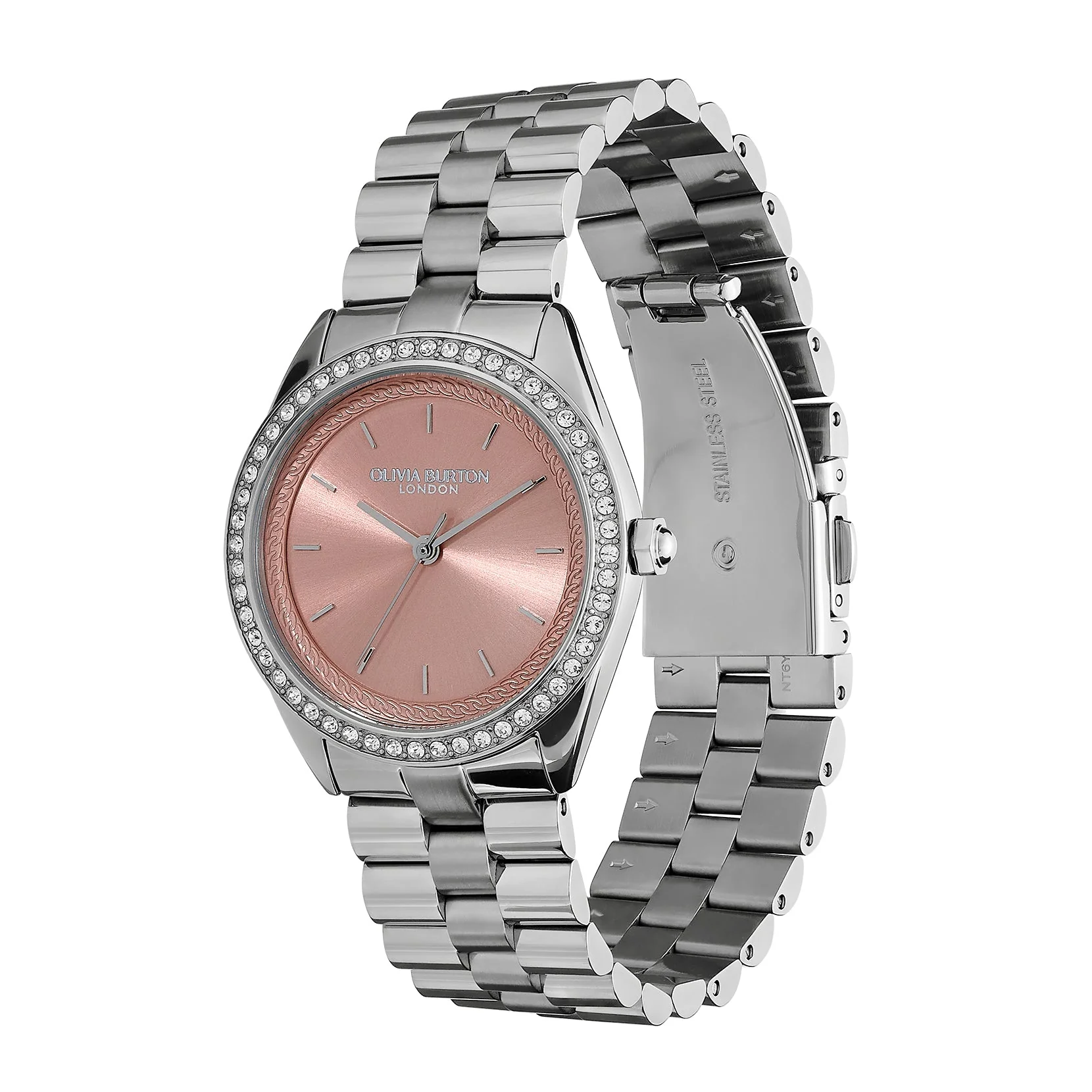 Olivia Burton Silver & Rose Sunray Dial Watch - Image 3