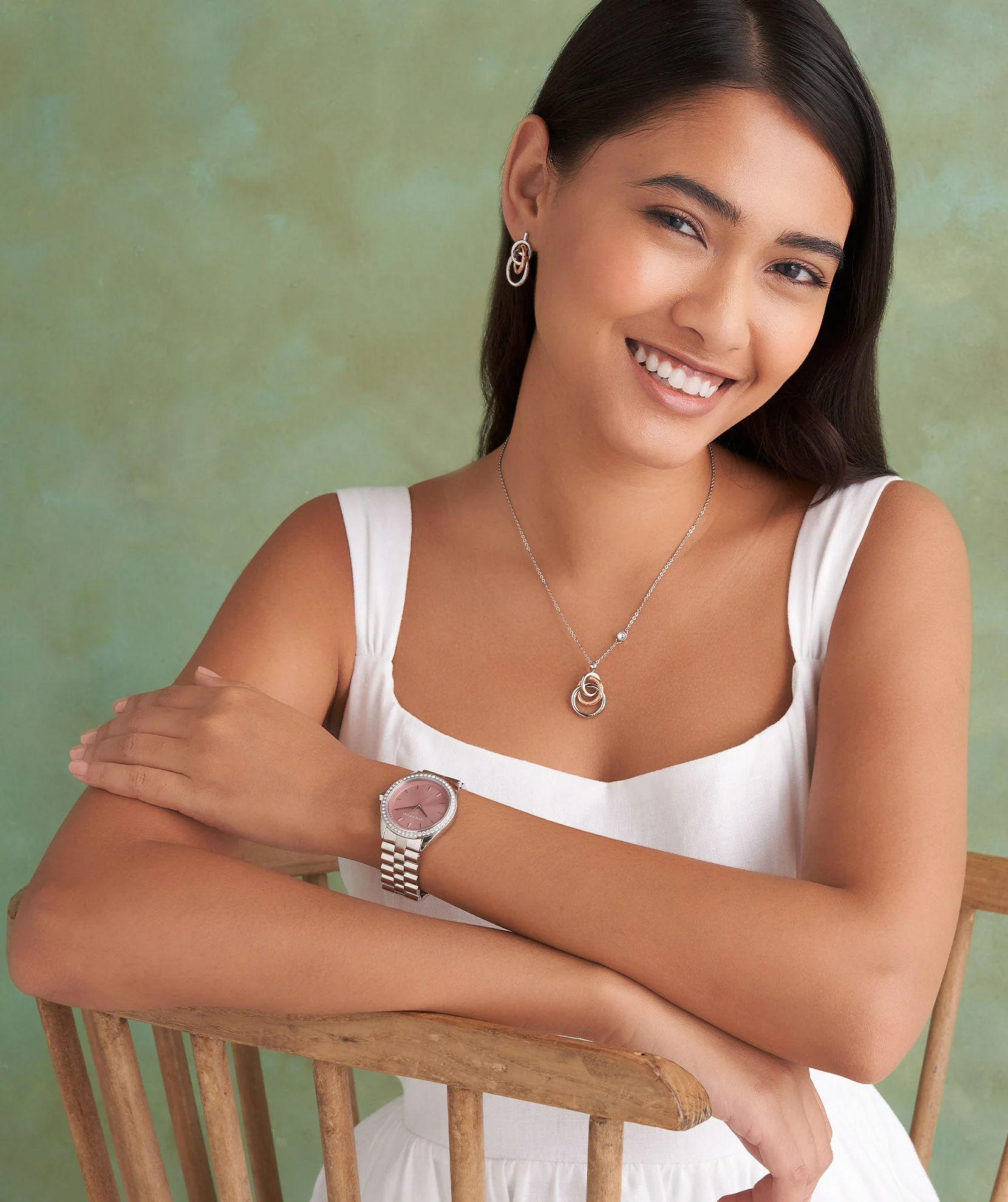 Olivia Burton Silver & Rose Sunray Dial Watch - Image 5