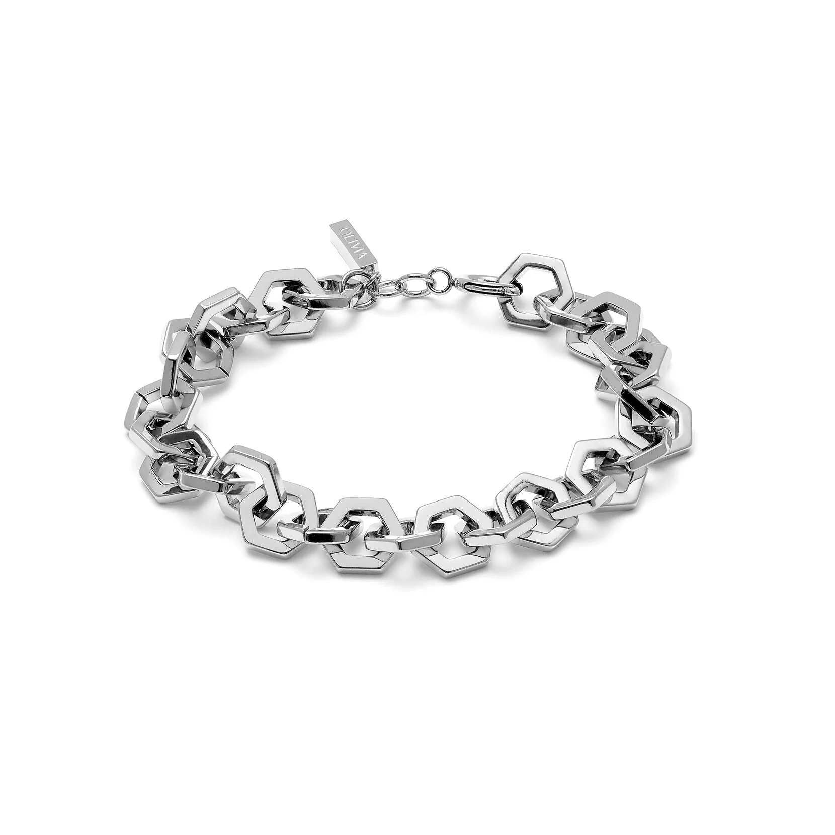 Olivia Burton Silver Signature Honeycomb Link Bracelet - Image 3