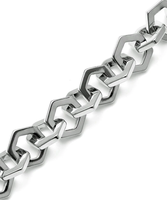 Olivia Burton Silver Signature Honeycomb Link Bracelet - Image 4