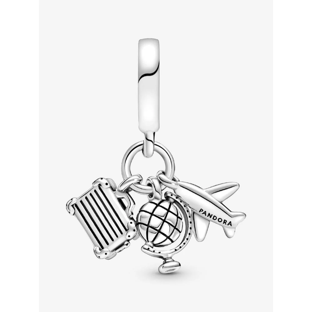 Pandora Silver Airplane, Globe & Suitcase Dangle Charm - Image 4