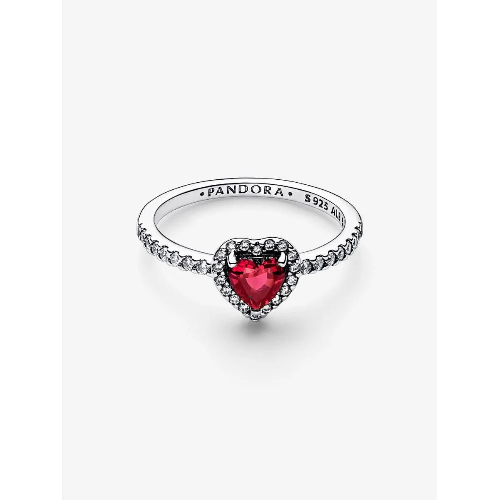 Pandora Silver Elevated Red Heart Ring