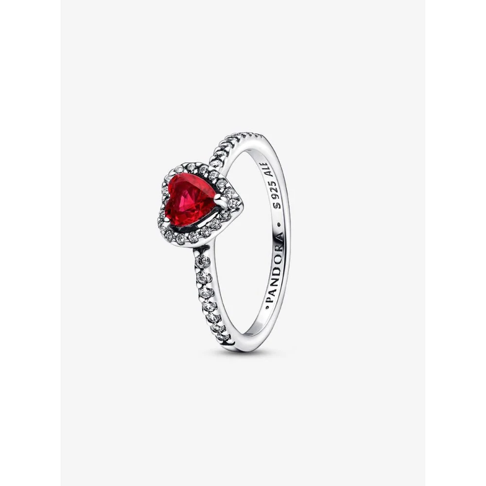 Pandora Silver Elevated Red Heart Ring - Image 4