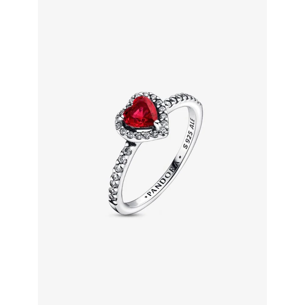 Pandora Silver Elevated Red Heart Ring - Image 5
