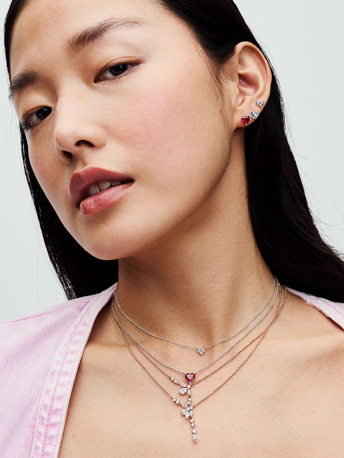 Pandora Silver Elevated Heart Stud Earrings - Image 3