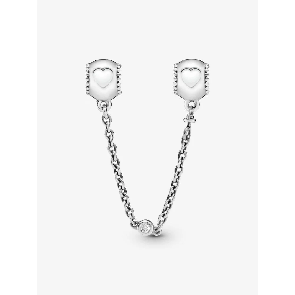 Pandora Silver Embossed Hearts Safety Chain Charm - Image 3