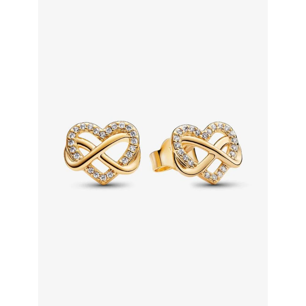 Pandora 
Gold Plated Sparkling Infinity Heart Stud Earrings