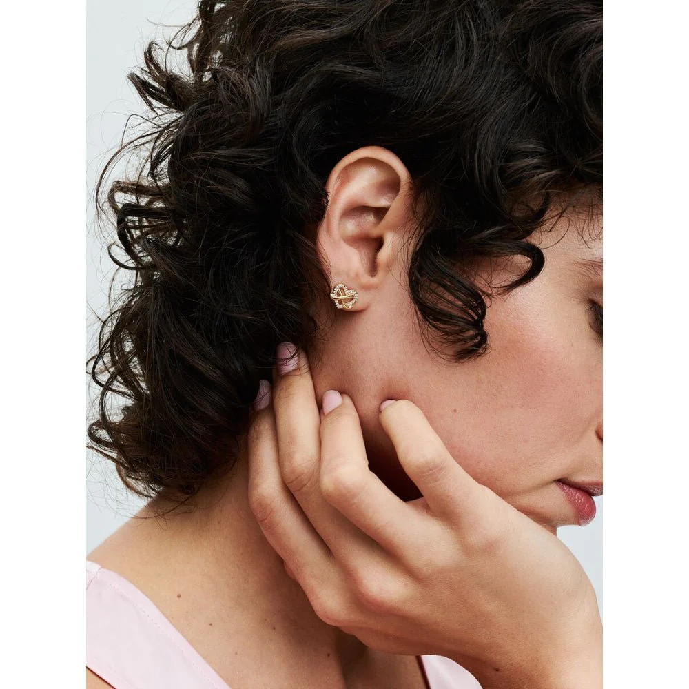 Pandora 
Gold Plated Sparkling Infinity Heart Stud Earrings - Image 3