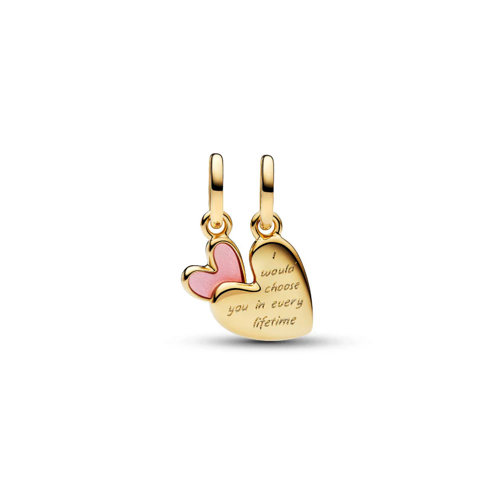 Pandora Gold Mother & Daughter Pink Splittable Dangle Charm - Image 6