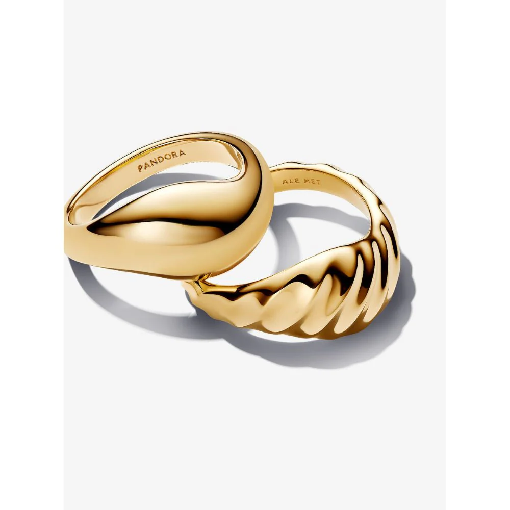 Pandora Gold Plated Rippled Stacking Rings - Image 3