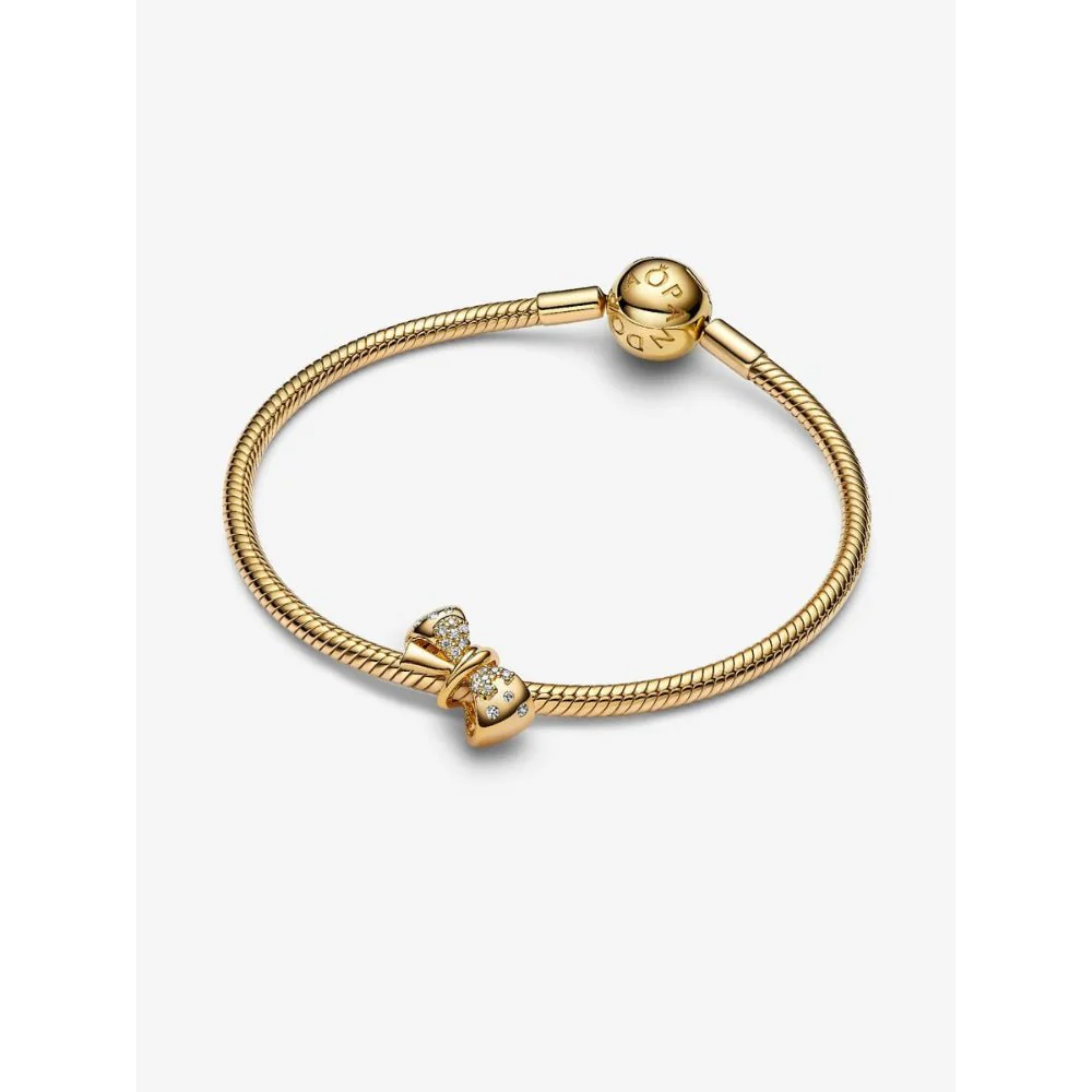 Pandora 
Gold Plated Sparkling Bow Charm - Image 3