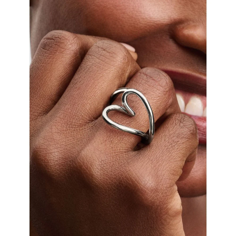 Pandora Silver Organically Shaped Heart Ring - Image 2
