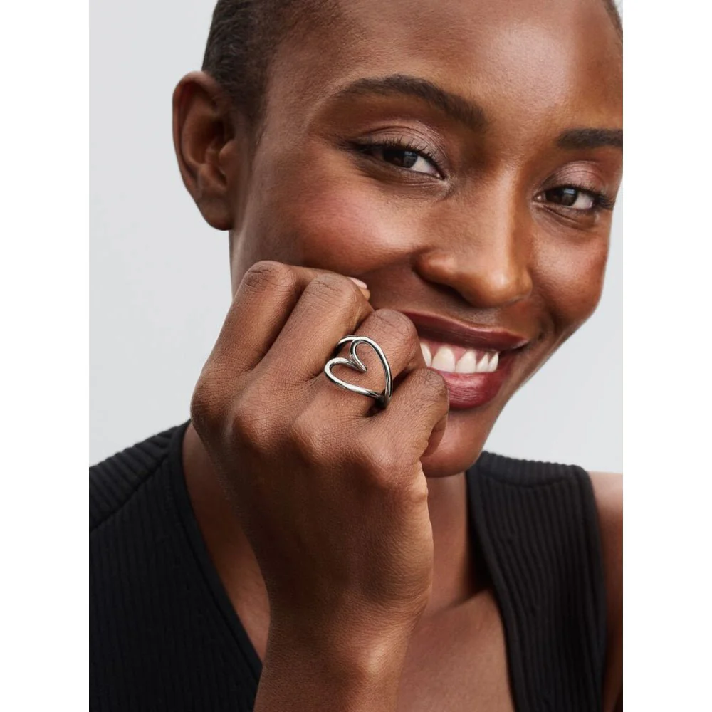 Pandora Silver Organically Shaped Heart Ring - Image 3