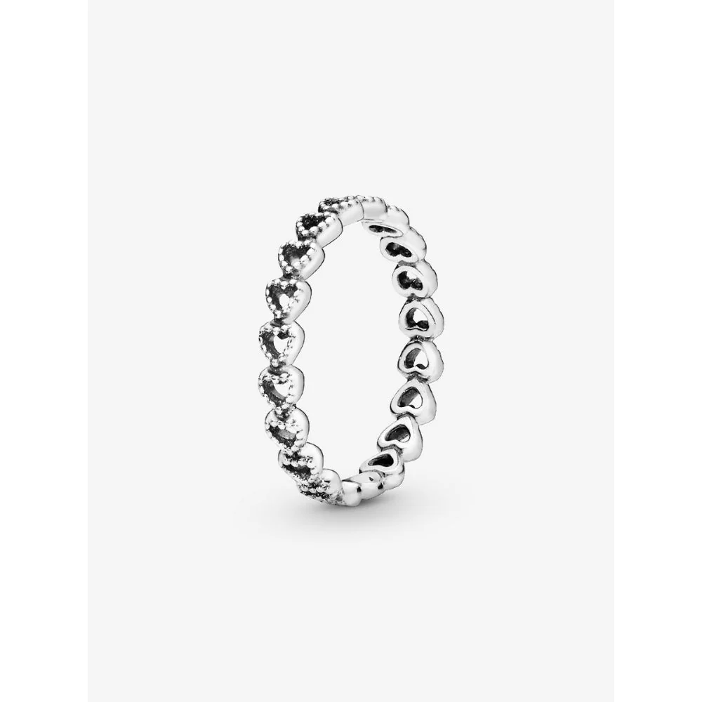Pandora Silver Band of Hearts Ring