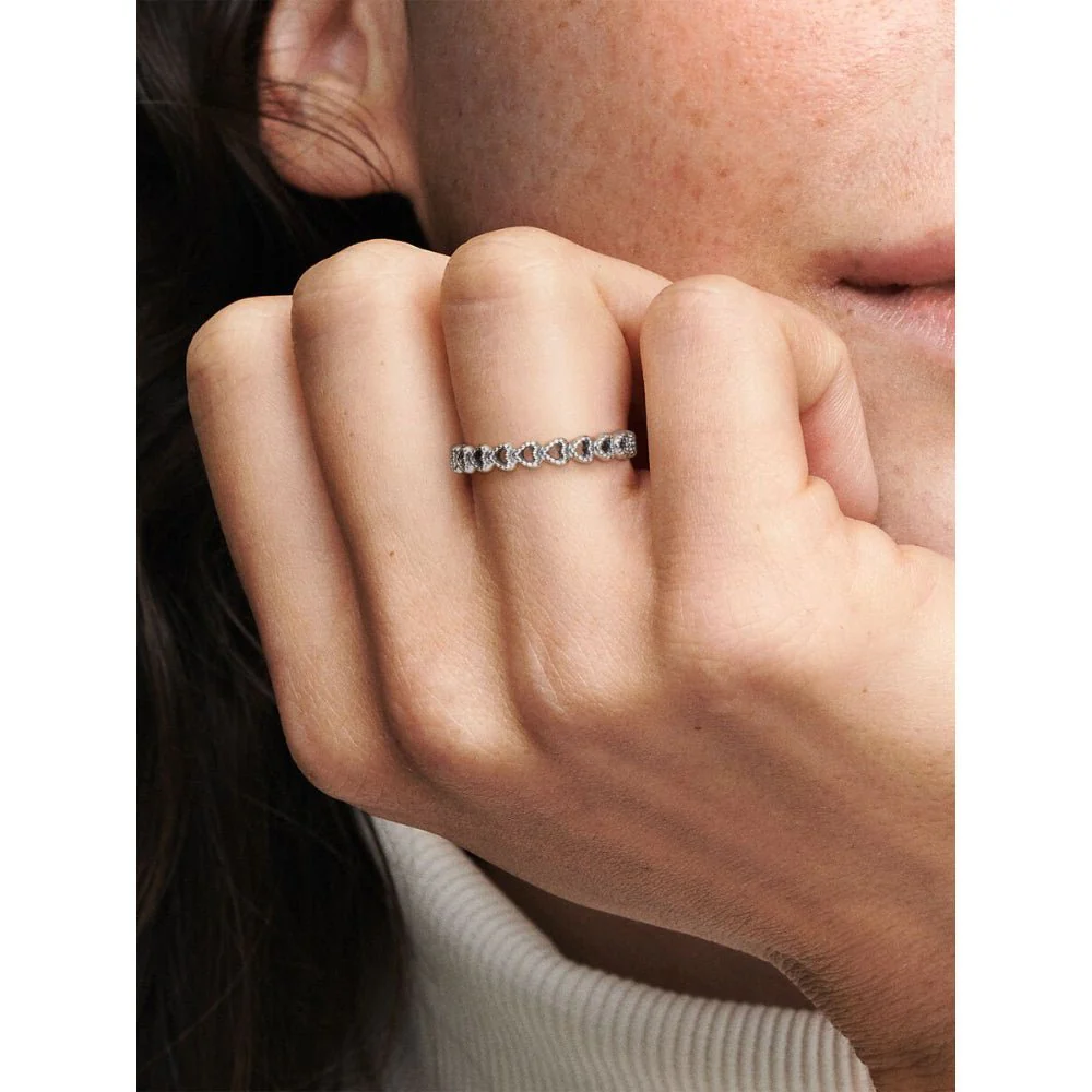 Pandora Silver Band of Hearts Ring - Image 2