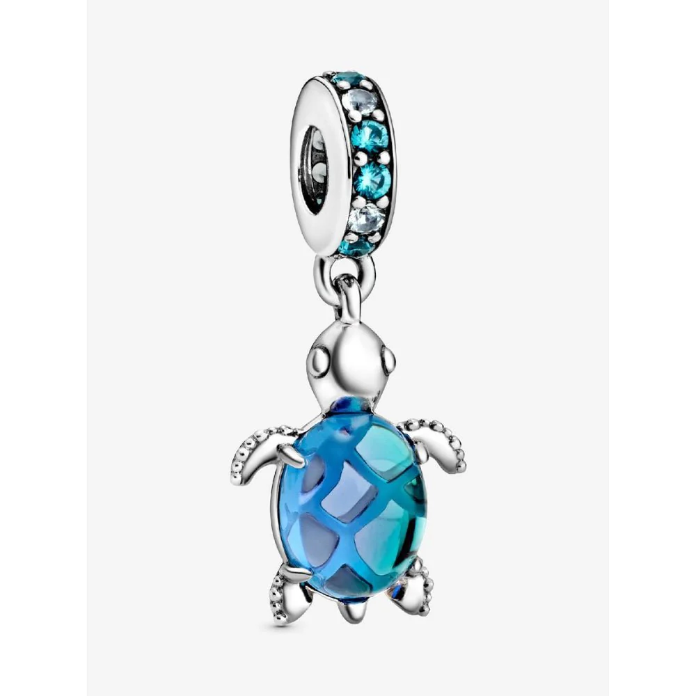 Pandora Silver Murano Glass Sea Turtle Dangle Charm