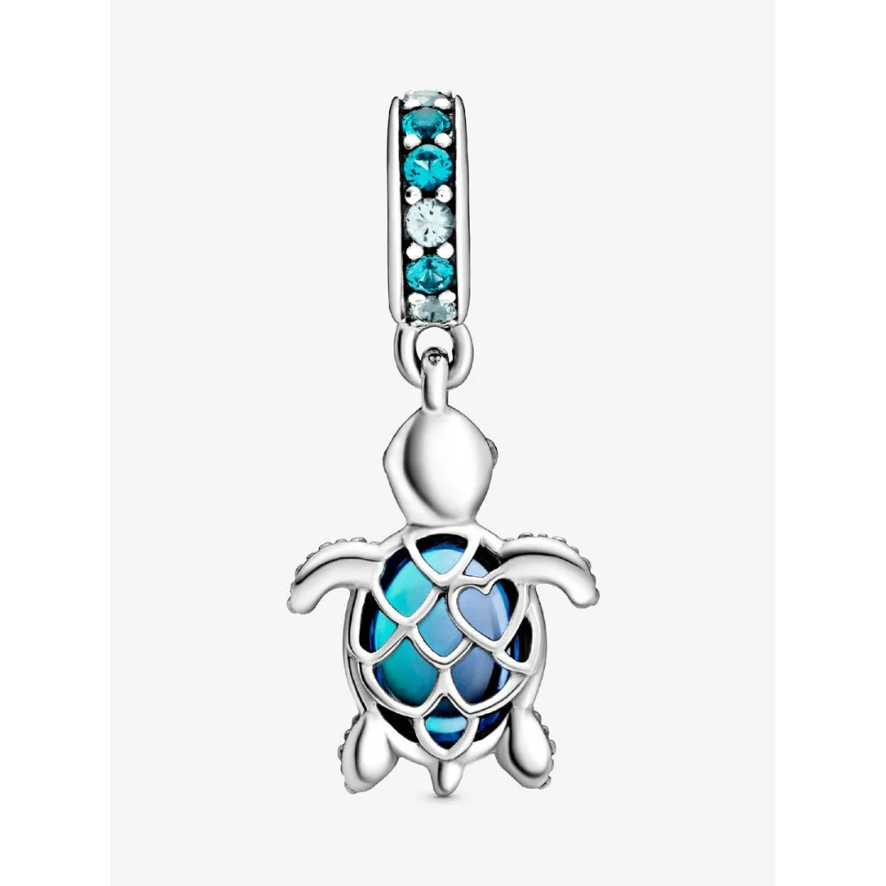 Pandora Silver Murano Glass Sea Turtle Dangle Charm - Image 5
