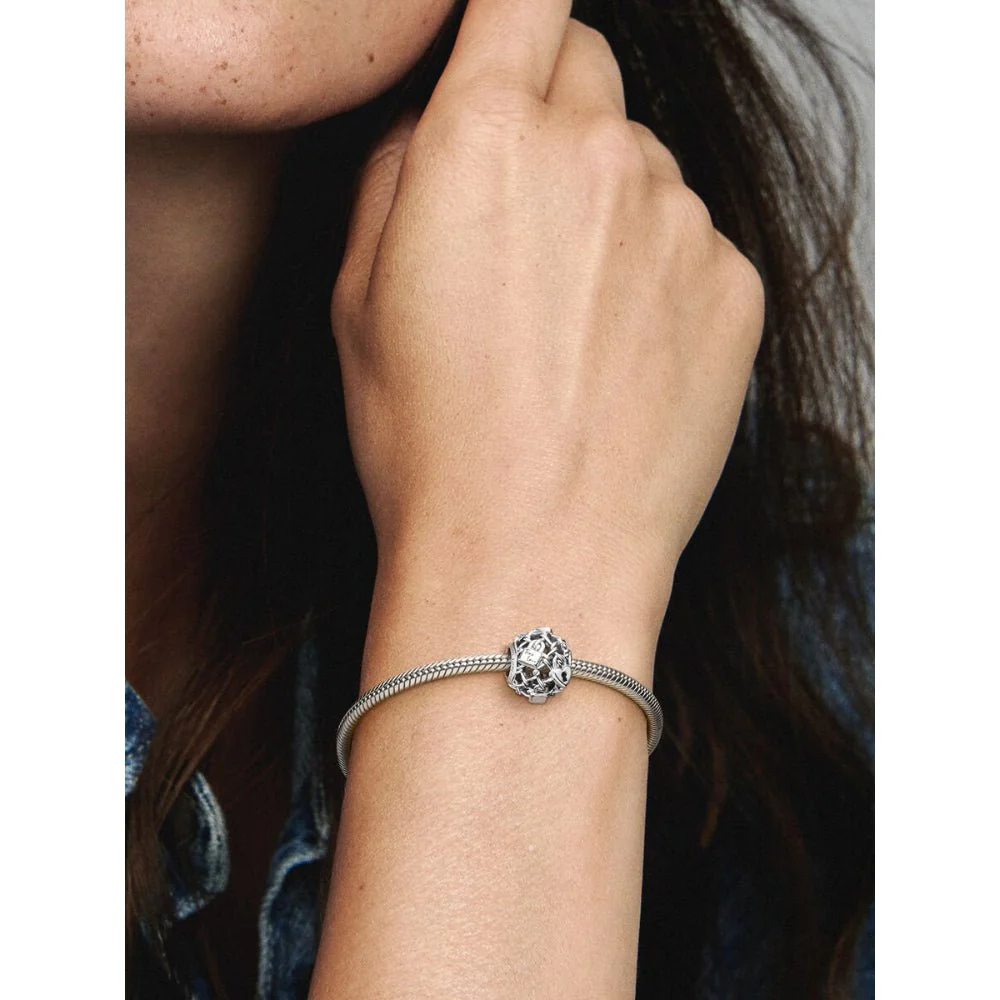 Pandora Silver Openwork Chain Link Padlock Charm - Image 2