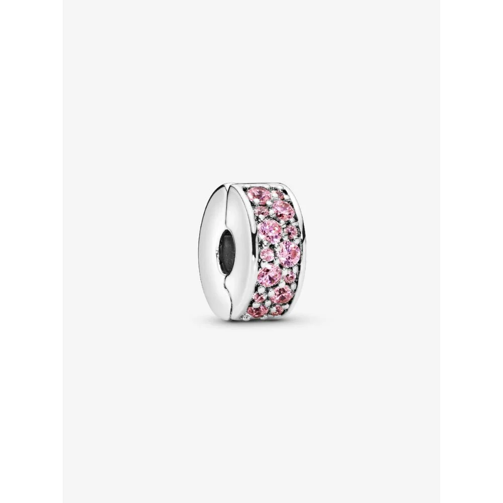 Pandora Silver Pink Pave Clip Charm