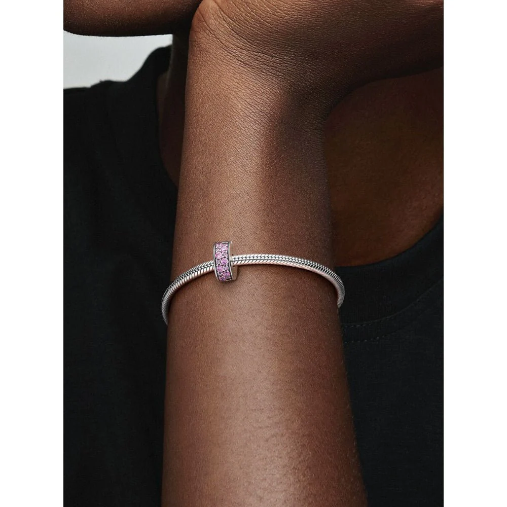 Pandora Silver Pink Pave Clip Charm - Image 2
