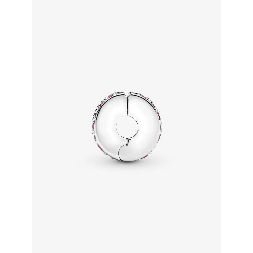 Pandora Silver Pink Pave Clip Charm - Image 3