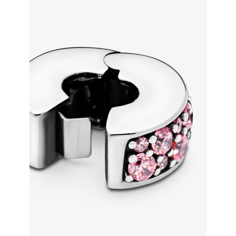 Pandora Silver Pink Pave Clip Charm - Image 5