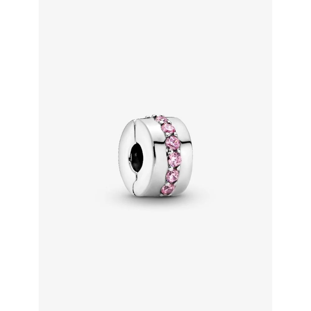 Pandora Silver Pink Sparkling Row Clip Charm