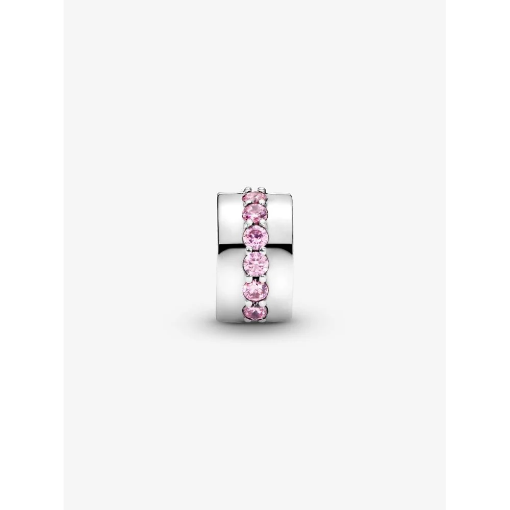 Pandora Silver Pink Sparkling Row Clip Charm - Image 6