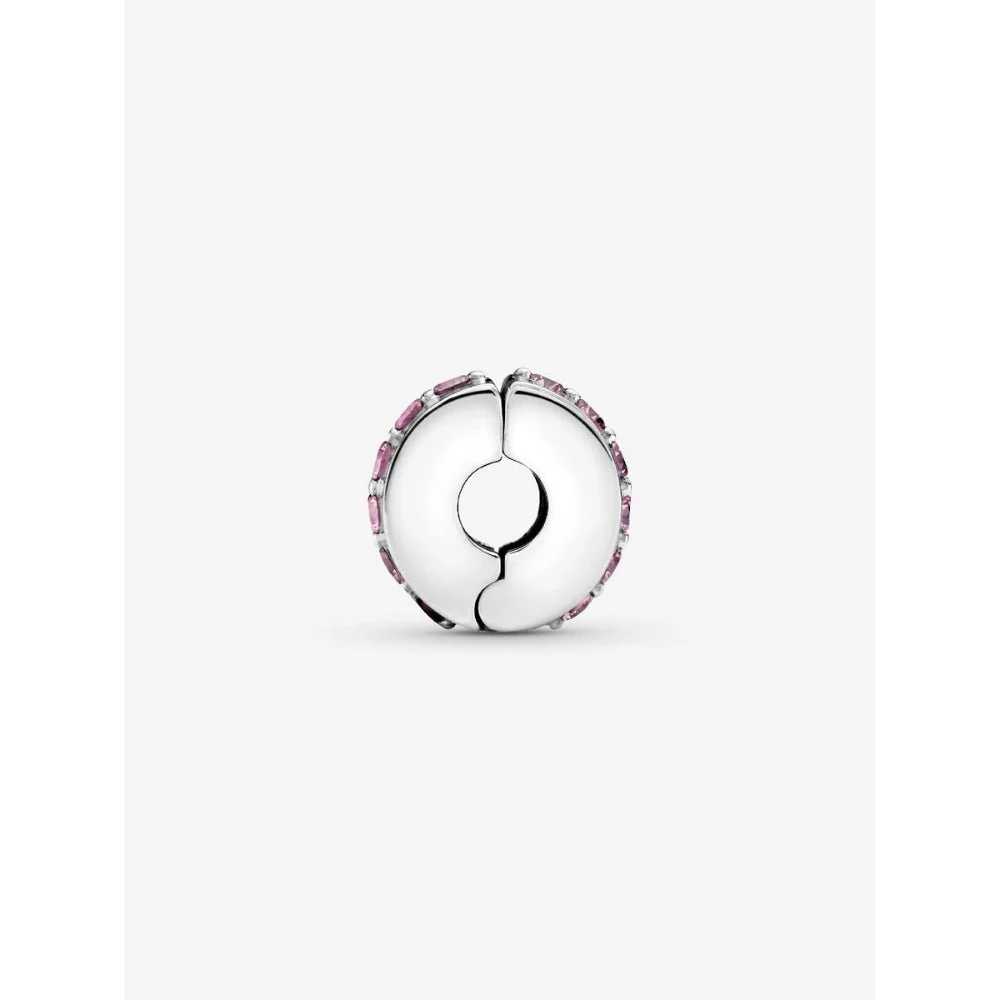 Pandora Silver Pink Sparkling Row Clip Charm - Image 7