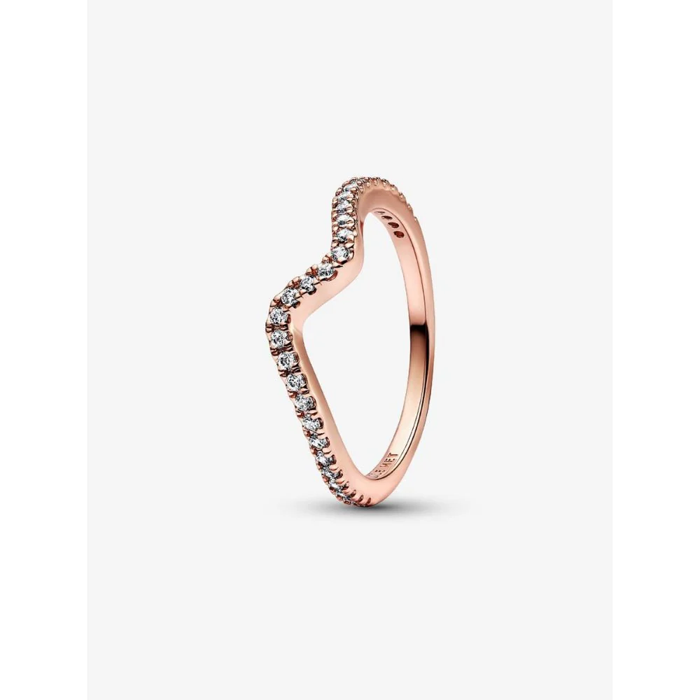 Pandora 
Rose Gold Plated Sparkling Wave Ring