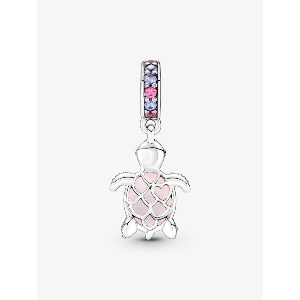 Pandora Silver Murano Glass Pink Sea Turtle Dangle Charm