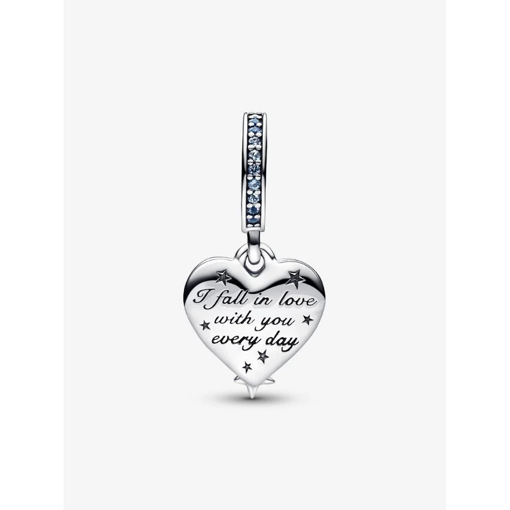 Pandora Silver Celestial Shooting Star Heart Double Dangle Charm - Image 4