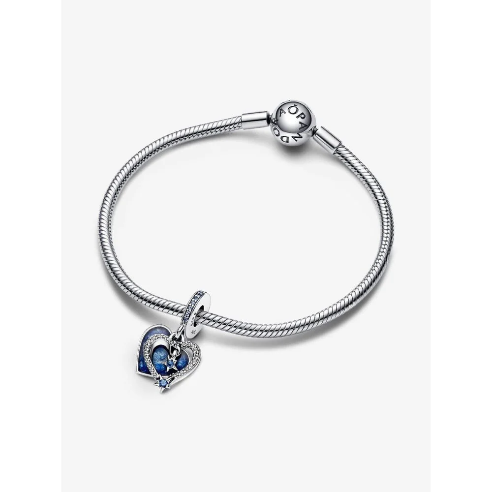 Pandora Silver Celestial Shooting Star Heart Double Dangle Charm - Image 5